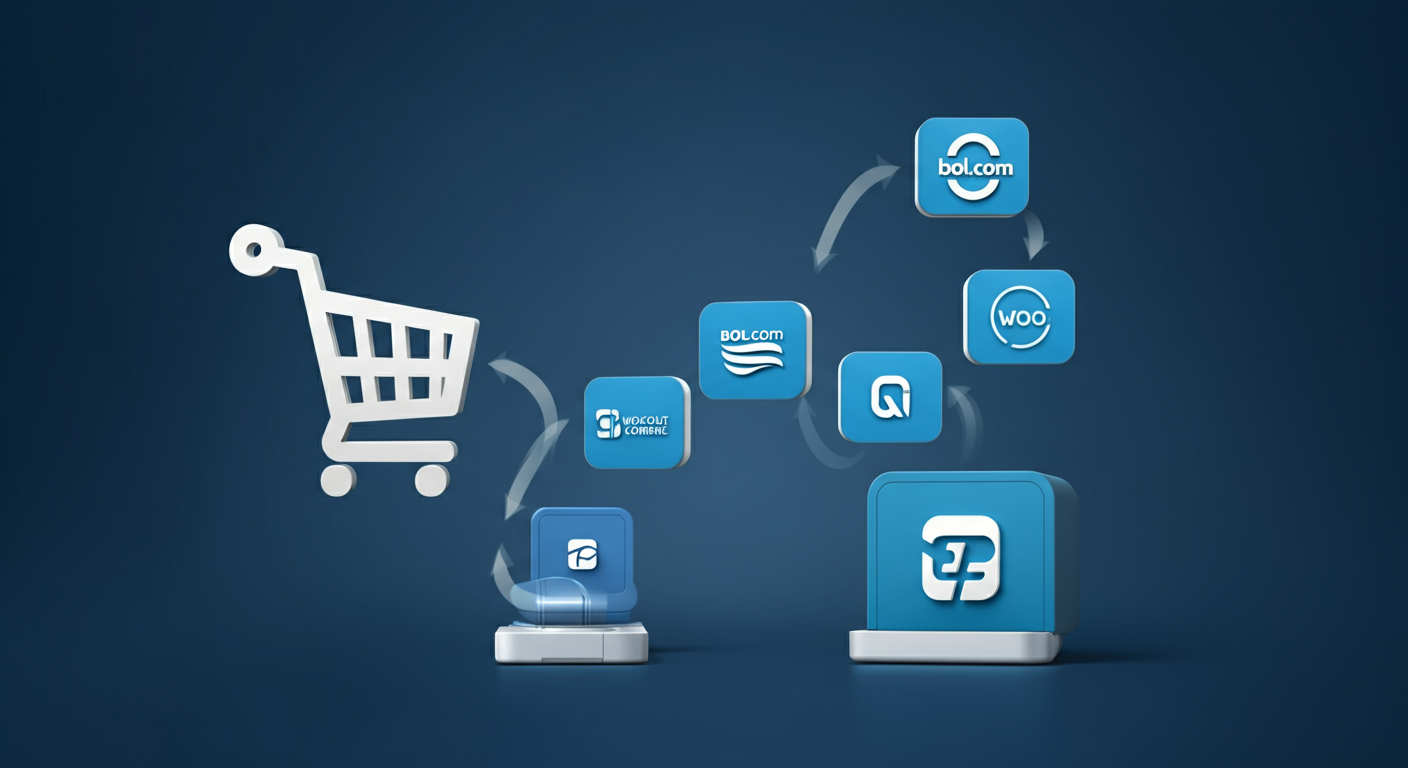 Bol.com checkout technologie die uitbreidt naar externe online winkels illustratie